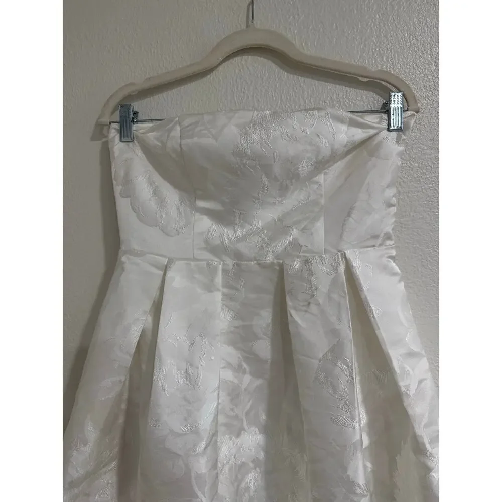 NWT Lulus Laurelin White Jacquard Pleated Strapless Maxi Dress Bridal Medium